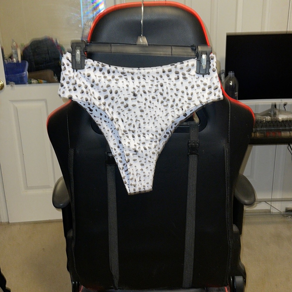 Shein cow print swimwear bottoms, white and black, size small